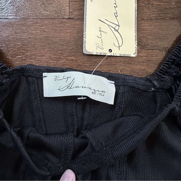 Vintage Havana-BLACK CORSET BALLOON SLEEVE TOP-size Small-NWT-Retail $70 - Picture 12 of 16